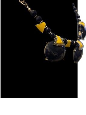 New York & Company Black and Yellow Geometric Statement Necklace